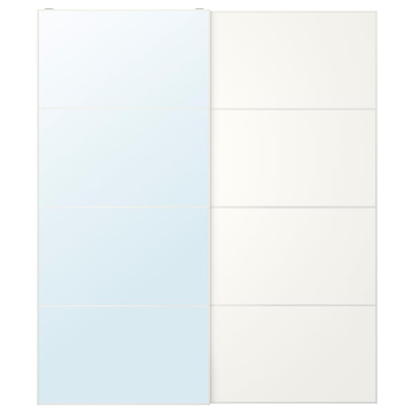 AULI / MEHAMN Jeu 2 ptes coul, blanc miroir/double face blanc, 200x236 cm