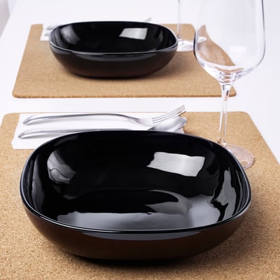 BACKIG Assiette creuse, noir, 20x20 cm
