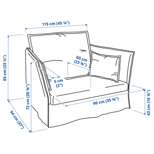 BACKSÄLEN Fauteuil 1,5 places, Blekinge blanc