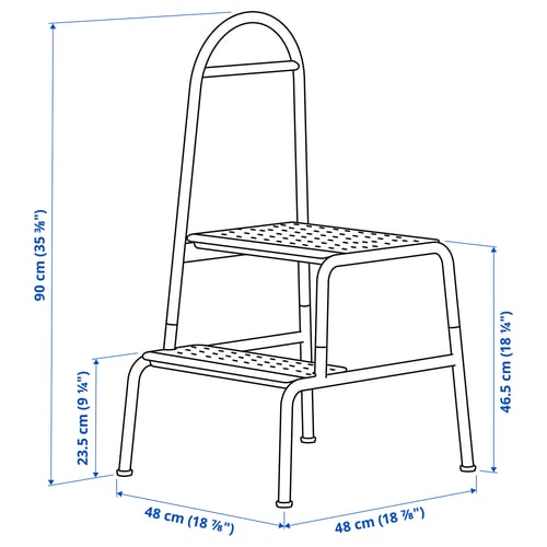 BÄSINGEN Marchepied avec rampe, 2 marches, anthracite
