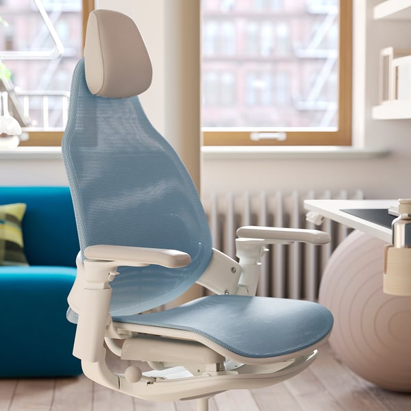 BÄSTBOLL Chaise gaming, bleu/Mjuk gris clair