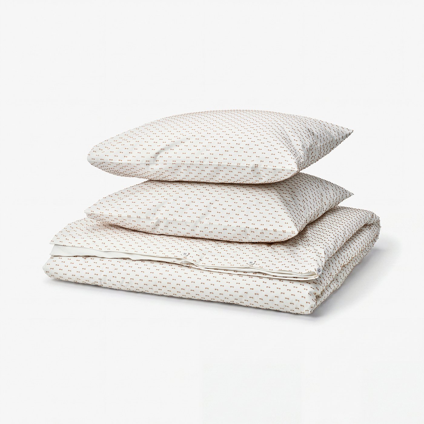 BANDKNIPPE Housse de couette et 2 taies, blanc/beige, 240x220/50x60 cm