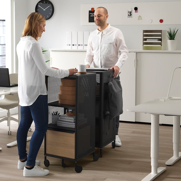 BEKANT Rangement mobile, grillage noir, 41x101 cm