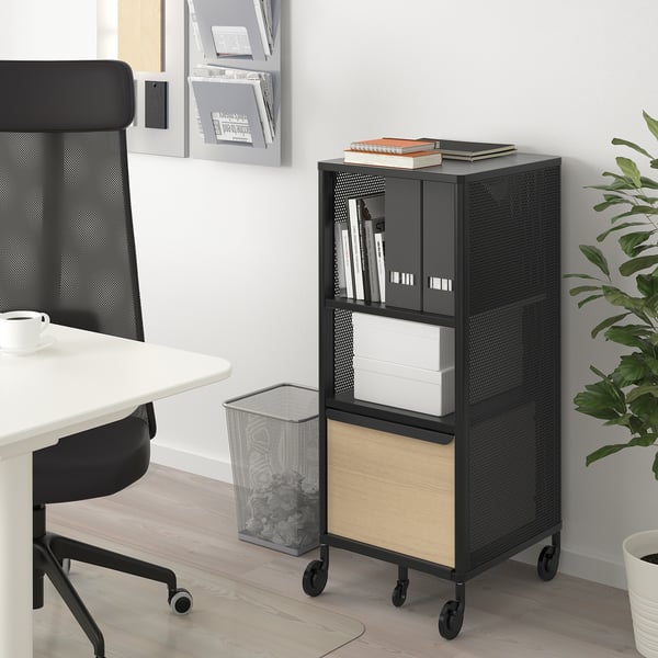 BEKANT Rangement mobile, grillage noir, 41x101 cm