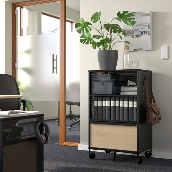 BEKANT Rangement mobile, grillage noir, 61x101 cm