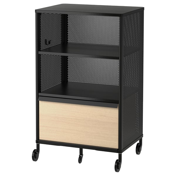 BEKANT Unité rangement av verrou connecté, grillage noir, 61x101 cm