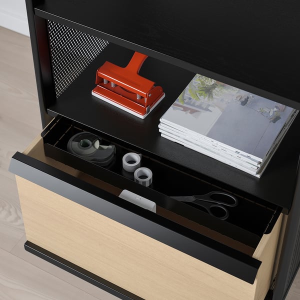 BEKANT Unité rangement av verrou connecté, grillage noir, 61x101 cm