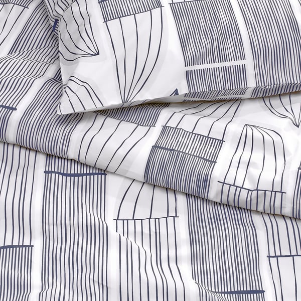 BERGKORSÖRT Housse de couette et 2 taies, blanc/gris, 240x220/50x60 cm