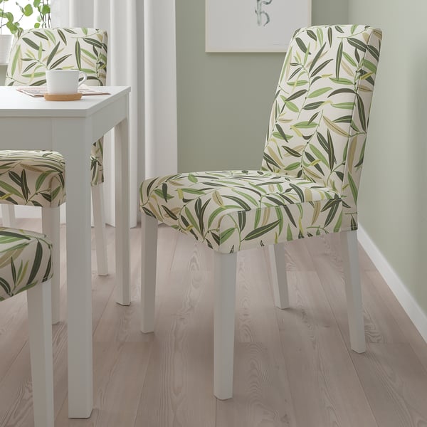 BERGMUND Chaise, blanc/Fågelfors multicolore