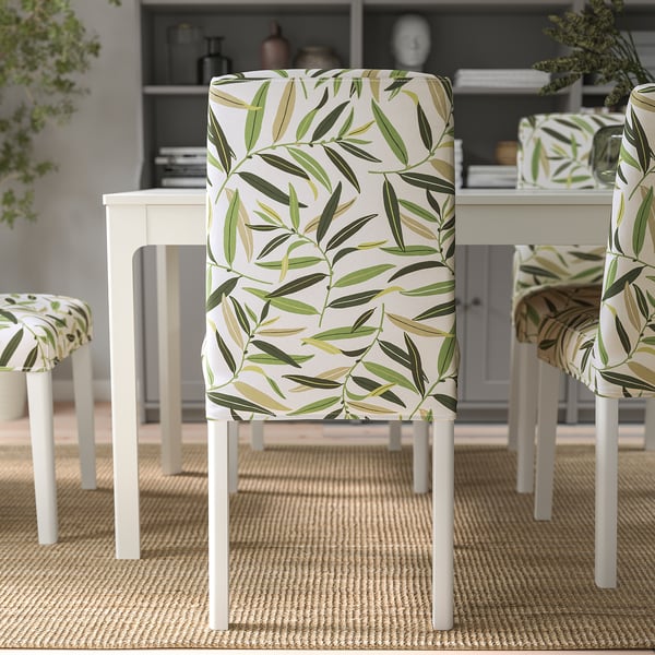 BERGMUND Chaise, blanc/Fågelfors multicolore