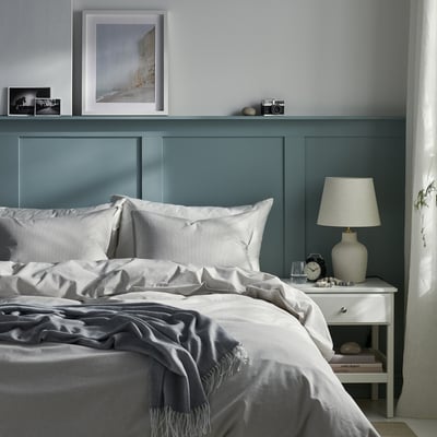 BERGPALM Housse de couette et 1 taie, gris/rayure, 150x200/50x60 cm