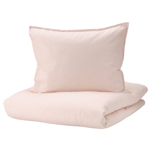 BERGPALM Housse de couette et 1 taie, rose clair/rayure, 150x200/50x60 cm