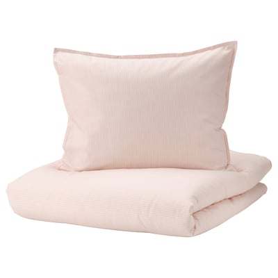 BERGPALM Housse de couette et 1 taie, rose clair/rayure, 150x200/50x60 cm