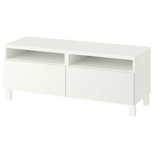 BESTÅ Banc TV avec tiroirs, blanc/Förvaltare blanc, 120x42x48 cm