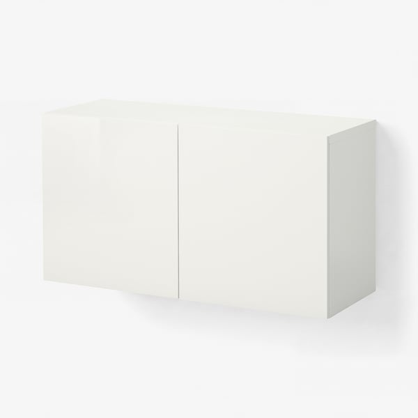 BESTÅ Combinaison rangement murale, blanc/Selsviken brillant, 120x42x64 cm