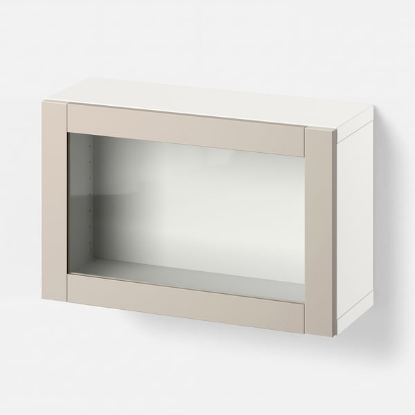 BESTÅ Combinaison rangement murale, blanc/Sindvik gris clair/beige, 60x22x38 cm