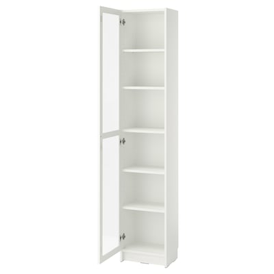 BILLY / OXBERG Bibliothèque avec porte vitrée, blanc/verre, 40x30x202 cm