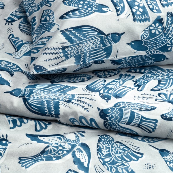 BITTERSÖTA Housse de couette et 2 taies, gris clair/bleu, 240x220/50x60 cm