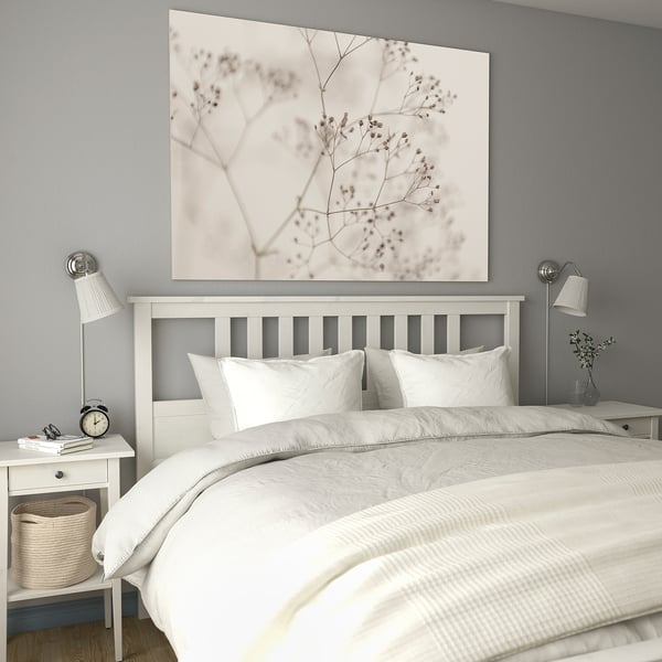 BJÖRKSTA Image avec cadre, fleurs - gros plan/couleur aluminium, 140x100 cm