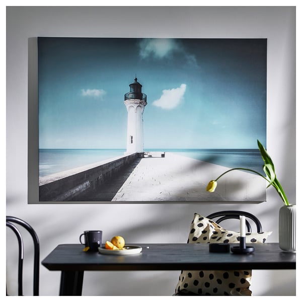 BJÖRKSTA Toile, phare blanc, 140x100 cm