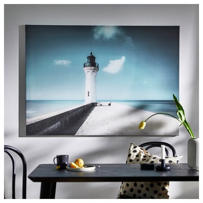 BJÖRKSTA Toile, phare blanc, 140x100 cm