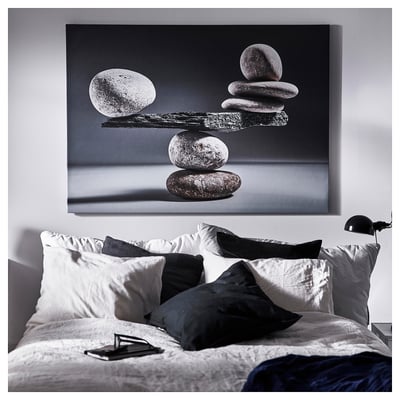 BJÖRKSTA Toile, pierres en équilibre, 140x100 cm
