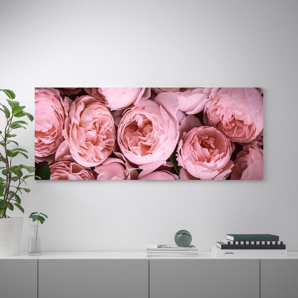 BJÖRKSTA Toile, Pivoine rose, 140x56 cm