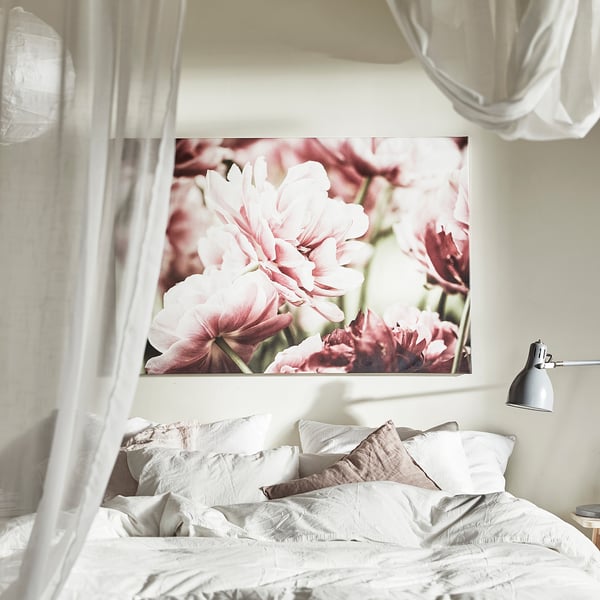 BJÖRKSTA Toile, tulipes rose clair, 118x78 cm