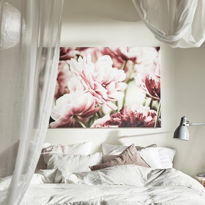 BJÖRKSTA Toile, tulipes rose clair, 118x78 cm
