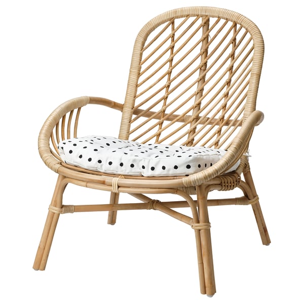 BJÖRKTRAST Coussin pour fauteuil enfant, blanc/noir