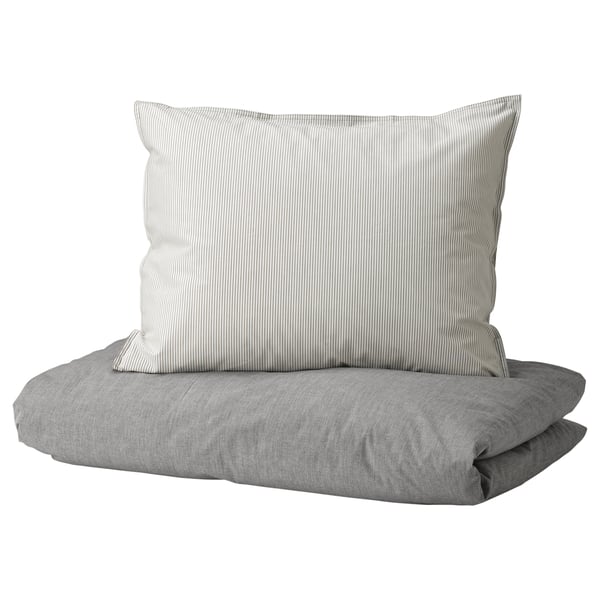 BLÅVINDA Housse de couette et 1 taie, gris, 150x200/50x60 cm