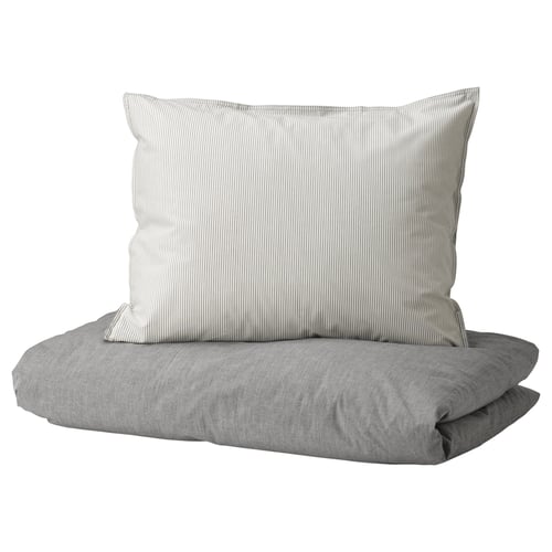 BLÅVINDA Housse de couette et 1 taie, gris, 150x200/50x60 cm