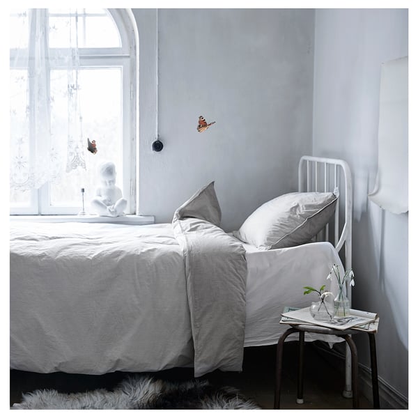 BLÅVINDA Housse de couette et 1 taie, gris, 150x200/50x60 cm