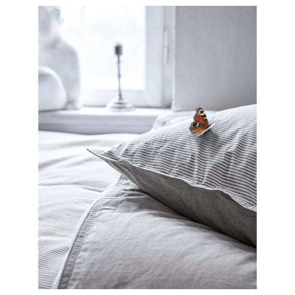 BLÅVINDA Housse de couette et 1 taie, gris, 150x200/50x60 cm