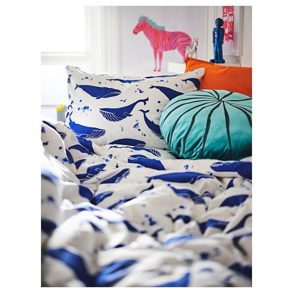 BLÅVINGAD Coussin, en forme de corail/turquoise