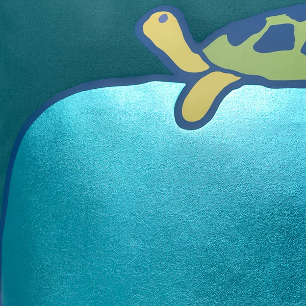 BLÅVINGAD Housse de coussin, motif baleine/bleu vert, 50x50 cm
