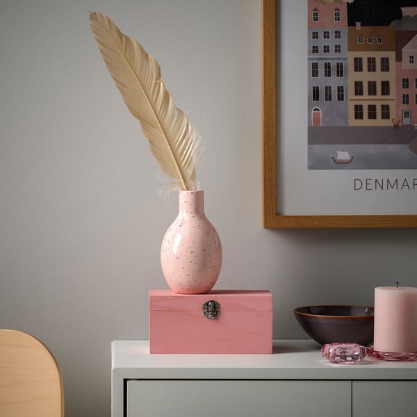BLODBJÖRK Vase, rose pâle/bleu, 16 cm