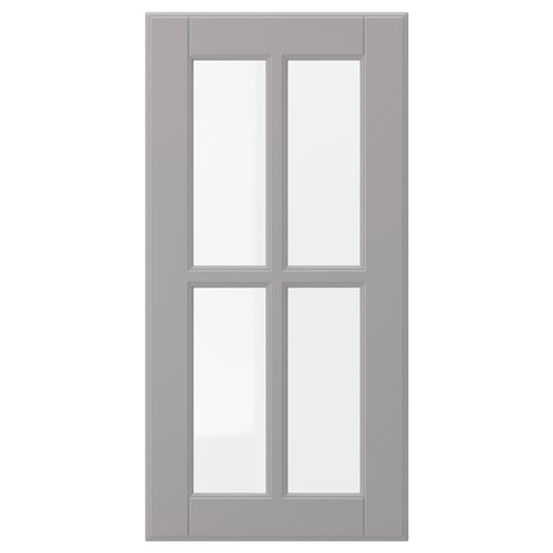 BODBYN Porte vitrée, gris, 30x60 cm