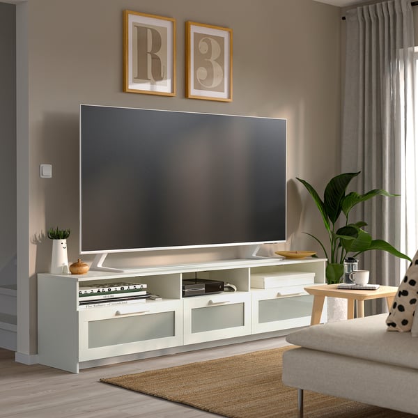 BRIMNES Banc TV, blanc, 216x41x54 cm