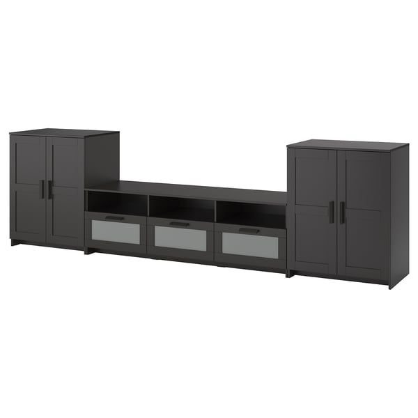 BRIMNES Combinaison meuble TV, noir, 336x41x95 cm