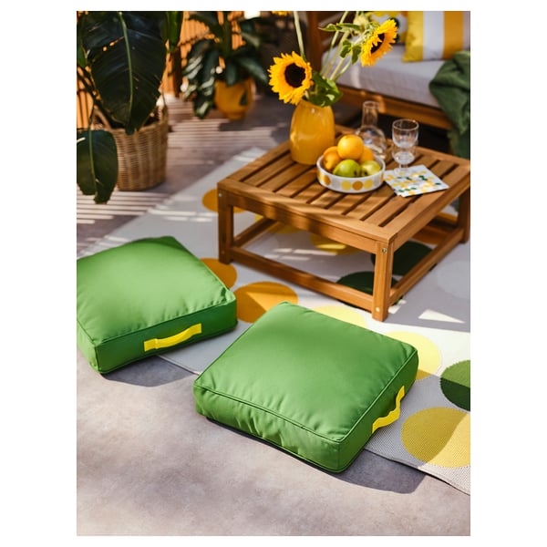 BRÖGGAN Coussin/pouf, intérieur/extérieur vert, 45x45 cm