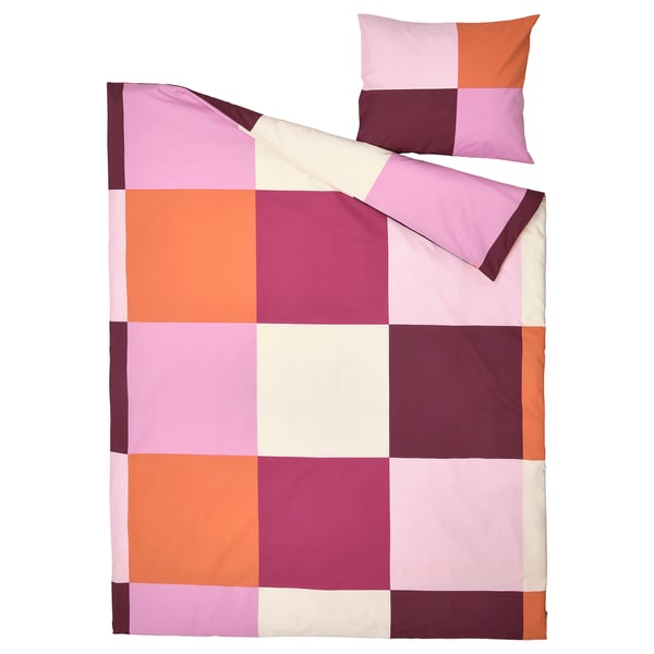BRUNKRISSLA Housse de couette et 1 taie, rose, 150x200/50x60 cm
