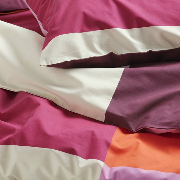 BRUNKRISSLA Housse de couette et 1 taie, rose, 150x200/50x60 cm
