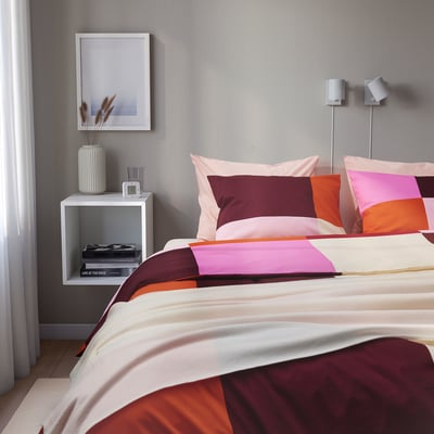 BRUNKRISSLA Housse de couette et 1 taie, rose, 150x200/50x60 cm