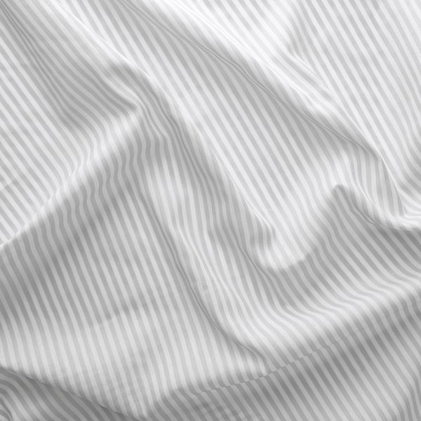 BYMOTT Rideaux, 2 pièces, blanc/gris clair rayé/ruflette, 120x300 cm