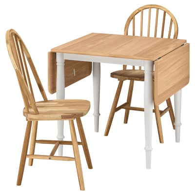 DANDERYD / SKOGSTA Table et 2 chaises, plaqué chêne blanc/acacia, 74x134/80 cm