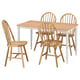 DANDERYD / SKOGSTA Table et 4 chaises, plaqué chêne blanc/acacia, 130 cm