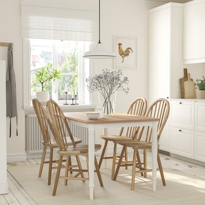 DANDERYD / SKOGSTA Table et 4 chaises, plaqué chêne blanc/acacia, 130 cm