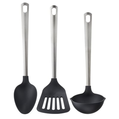 DIREKT Ustensiles, 3 pièces, noir/acier inoxydable
