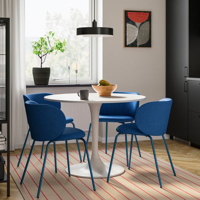 DOCKSTA / KRYLBO Table et 4 chaises, blanc/bleu, 103 cm